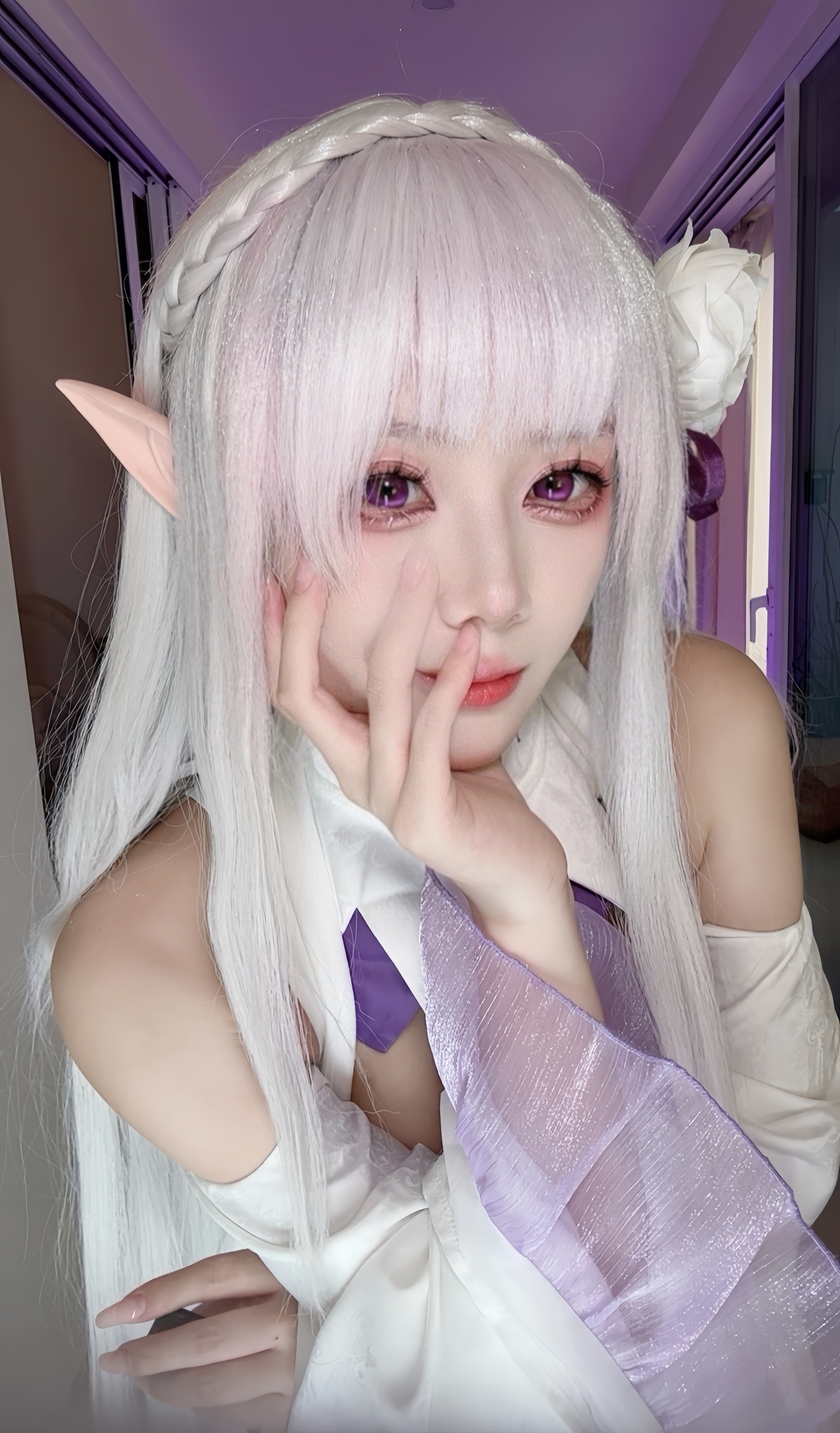 Эмоциональный косплей Emilia (Re:ZERO) от Jiu Yan чистый секс